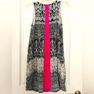Charlie Jade Multi print dress with Hot Pink stripe on the back, size LG